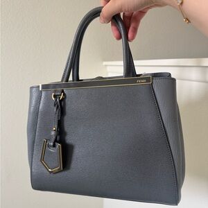 Authentic Small/Petit gray Fendi 2jours with leather strap